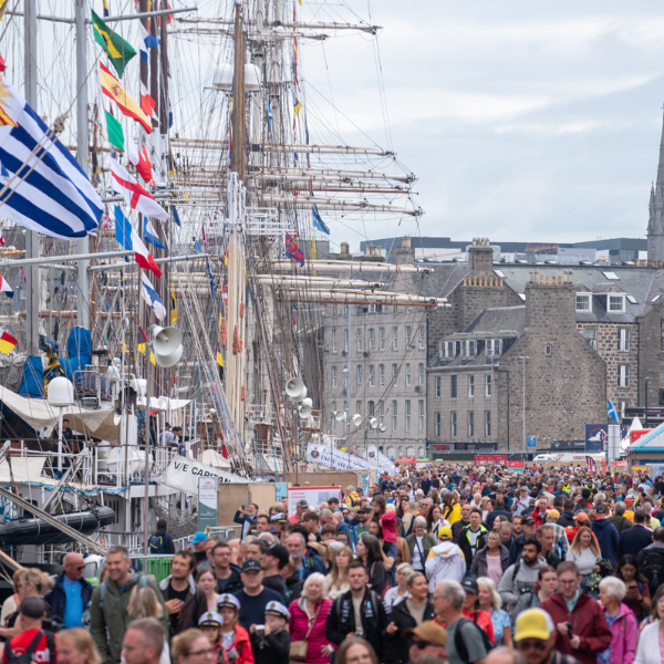 Tall ships and the crowd at Aberdeen Tall Ships 2025
