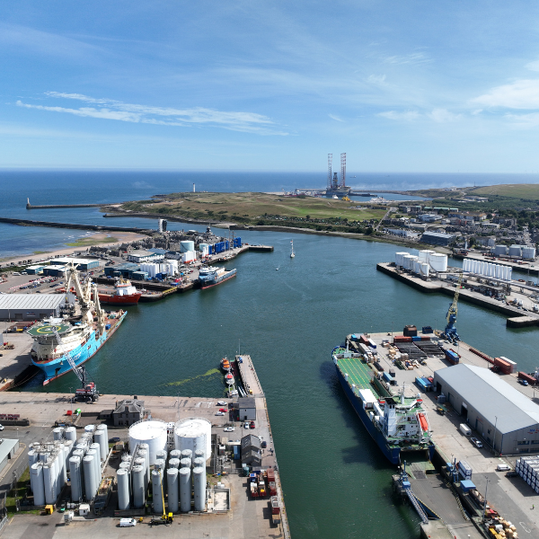 Arial shot of Aberdeen Docks